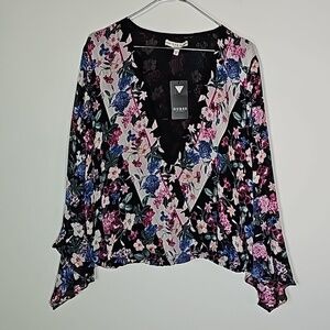 Guess medium floral new with tags long sleeve blouse